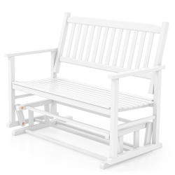 COSTWAY Patio Glider Loveseat Chair Swing Rocking Bench With Slatted Seat & Curved Backrest