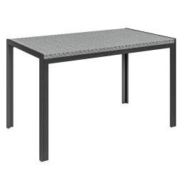 OUTSUNNY 47" Patio Dining Table for 4 Persons, Rectangular Outdoor Table With Pe Rattan Wicker Tabletop, Steel Frame for Backyard And Lawn In Grey