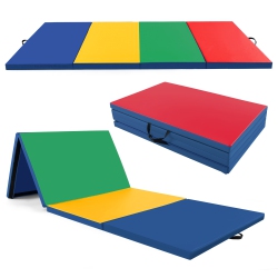 COSTWAY 10' X 4' X 2" 4-Panel Folding Exercise Mat With Carrying Handles for Gym Yoga