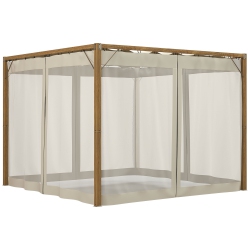 OUTSUNNY 10 X 10 Ft Pergola, Retractable Pergola Canopy \w Netting Sidewalls And Aluminium Frame, Outdoor Sun Shade Shelter for Grill, Patio, Deck