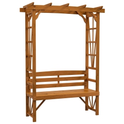 OUTSUNNY Patio Arch Pergola With Natural Wooden Bench, Ergonomic Outdoor Bench for Vines/climbing Plants, for Backyard & Outdoor Space In Brown
