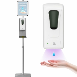 GYMAX Automatic Soap Dispenser Touchless Sanitizing Station W/ Sign Board