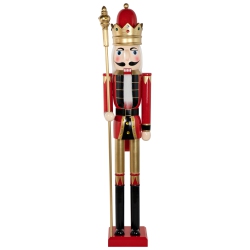 NORTHLIGHT Commercial Size Christmas Nutcracker King With Scepter - 6' - Red And Gold In Black