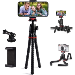 NONE Flexible Phone Tripod Stand Portable Travel Tripod Remote Control Octopus Tripod for Iphone & Camera Live Streaming Video