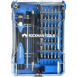 ROCKMAN TOOLS Screwdriver, Basics 45 PCs Precision Screwdriver Bit Set- 1PC Precision Bits Driver, 1PC 120MM Precision Magnetic Holder, 1PC 120Mm