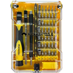 ROCKMAN TOOLS Basics 45 PCs Precision Screwdriver Bit Set- 1PC Precision Bits Driver, 1PC 120MM Precision Magnetic Holder, 1PC 120MM Precision