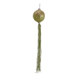 ALLSTATE Lime Glitter Drenched Christmas Ball Ornament With Tassels 12" (300Mm) In Green