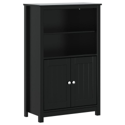 VIDAXL Bathroom Cabinet Berg 69.5X34X110 Cm Solid Wood Pine In Black