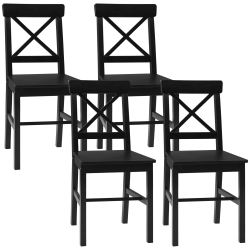 HOMCOM Dining Chairs Set Of 4, Farmhouse Wooden Kitchen Chairs With Cross Back, Solid Structure for Dining Room In Black