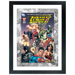 Impression Encadrée De La Couverture De La Bande Dessinée Justice League Numéro 25 De Frameworth (26 X 34 Po)