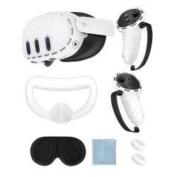 HLD Protective Cover for Oculus/meta Quest 3 Accessories, Silicone Controllers Grip Cover Protector, Soft Shell Skin \w Face Cover And Lens Cover By