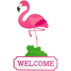 NORTHLIGHT Flamingo Welcome Tropical Metal Wall Sign - 25