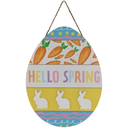 NORTHLIGHT Hello Spring Easter Egg Wooden Wall Sign - 15.75