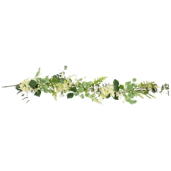 NORTHLIGHT Hydrangea And Eucalyptus Artificial Floral Spring Garland - 5'