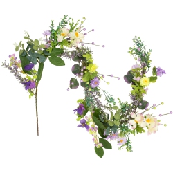 NORTHLIGHT Daisy And Mixed Foliage Floral Spring Garland - 5' - In Purple