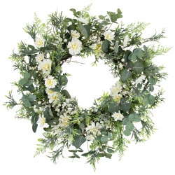 NORTHLIGHT Fern And Eucalyptus Floral Spring Wreath - 24