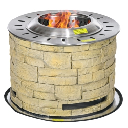 OUTSUNNY Smokeless Fire Pit With Fireproof Mat, 20" Well Style Portable Wood Burning Firepit, Magnesium Oxide Low Smoke Camping Bonfire Stove
