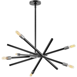 HINKLEY Archer Collection Six Light Medium Chandelier, Satin In Black