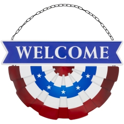 NORTHLIGHT Americana "welcome" Metal Wall Sign With Bunting - 19.5