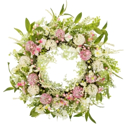 NORTHLIGHT Allium And Lavender Spring Wreath - 28" - In Pink