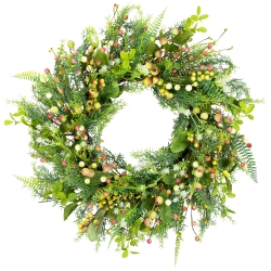 NORTHLIGHT Berry And Crabapple Fern Foliage Spring Wreath - 22