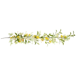 NORTHLIGHT Berry And Thistle Floral Spring Garland - 5' - In Yellow