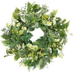 NORTHLIGHT Mixed Foliage And Daisy Spring Wreath - 20