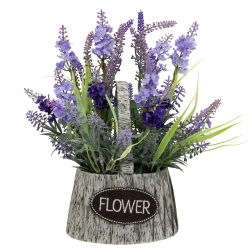 NORTHLIGHT Lavender Bouquet In "flower" Spring Basket With Handle - 12