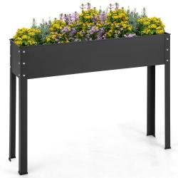 COSTWAY 40" Raised Garden Bed With Legs Metal Elevated Planter Box Drainage Hole Backyard