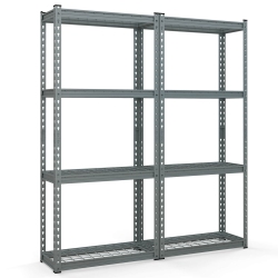 COSTWAY 4-Tier Metal Shelving Unit Heavy Duty Wire Storage Rack With Anti-Slip Foot Pads In Grey