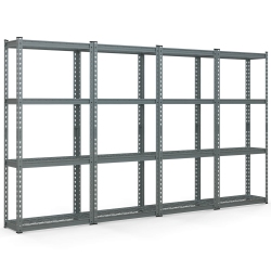 COSTWAY 4-Tier Metal Shelving Unit Heavy Duty Wire Storage Rack With Anti-Slip Foot Pads In Grey