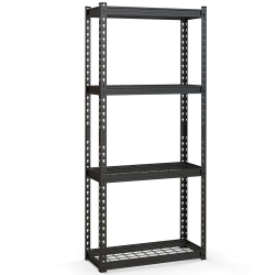 COSTWAY 4-Tier Metal Shelving Unit Heavy Duty Wire Storage Rack With Anti-Slip Foot Pads In Black