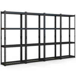 COSTWAY 4-Tier Metal Shelving Unit Heavy Duty Wire Storage Rack With Anti-Slip Foot Pads In Black