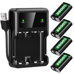 HLD 4 X 2600Mah Fast Charging Rechargeable Battery Pack With Charger Station for Xbox One/xbox Series X|S/xbox One X|S Xbox One Elite Xbox Accessories