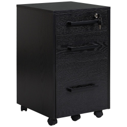 HOMCOM 3 Drawer File Cabinet With Lock And Flat Top, Lockable Filing Cabinet On Wheels With Hanging Bars for Letter And A4 Size In Black