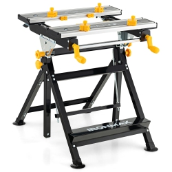 GYMAX Folding Work Table Portable Workbench W/ Adjustable Height & Tiltable Platform