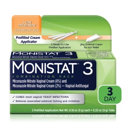 MONISTAT 3-Dose Yeast Infection Treatment, 3 Prefilled Applicators & External Itch Cream