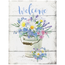 NORTHLIGHT Spring Floral "welcome" Wall Sign - 16