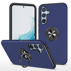 CC Topsave "hidden Series" Solid Color PC Back Combine W/inner Black Tpu Bumper Kickstand Armor Case for Samsung Galaxy A15 (6.5") In Navy Blue