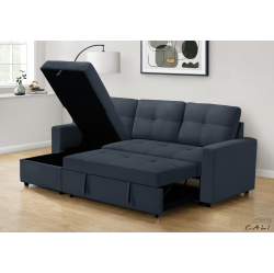 URBAN CALI Venice Sleeper Sectional Sofa Bed With Reversible Storage Chaise (Dark Blue)