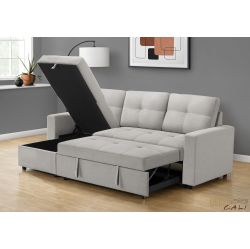 URBAN CALI Venice Sleeper Sectional Sofa Bed With Reversible Storage Chaise (Grey)