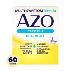 AZO Yeast Plus Dual Relief, Yeast Infection + Vaginal Symptom Relief - 60Ct, 2-Pack