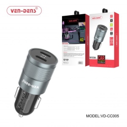 VEN DENS High-Speed Dual USB Type C Car Charger - Faster Charging, Universal Compatibility- Quick In-Car Charger for Iphone & Android - Reliable And