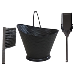 SUNNYDAZE DECOR Sunnydaze 5-Gallon Iron Ash Bucket With Shovel And Brush - In Black