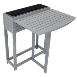 SUNNYDAZE DECOR Sunnydaze Acacia Wood Folding Table With Planter Box - 30.5" H - In Gray