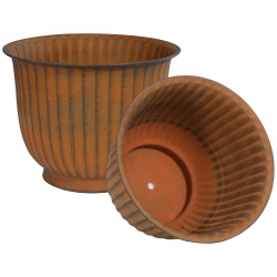 SUNNYDAZE DECOR Sunnydaze Carlotta Metal Planter - 14.75 In - Matte - Set Of 2 In Brown