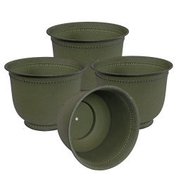 SUNNYDAZE DECOR Sunnydaze Michael Metal Planter - 14.5 In - Matte - Set Of 4 In Sage