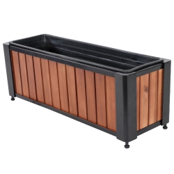 SUNNYDAZE DECOR Sunnydaze Acacia Wood Slatted Planter Box With Removable Insert