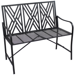 SUNNYDAZE DECOR Sunnydaze 2-Person Geometric Lattice Iron Outdoor Garden Bench - In Black