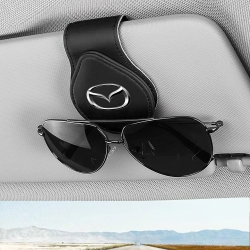 HLD Sunglasses Holder for Car Leather Glasses Frame, Eyeglass Hanger Card Clip Car Sun Visor Accessories Compatible With Mazda 2 3 6 Cx-3 Cx-5 Cx-9